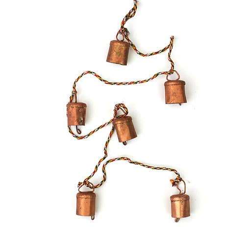 RAAK.Bellenkoord | bellenkoord rustieke decoratie met 6 belletjes van smeedijzer