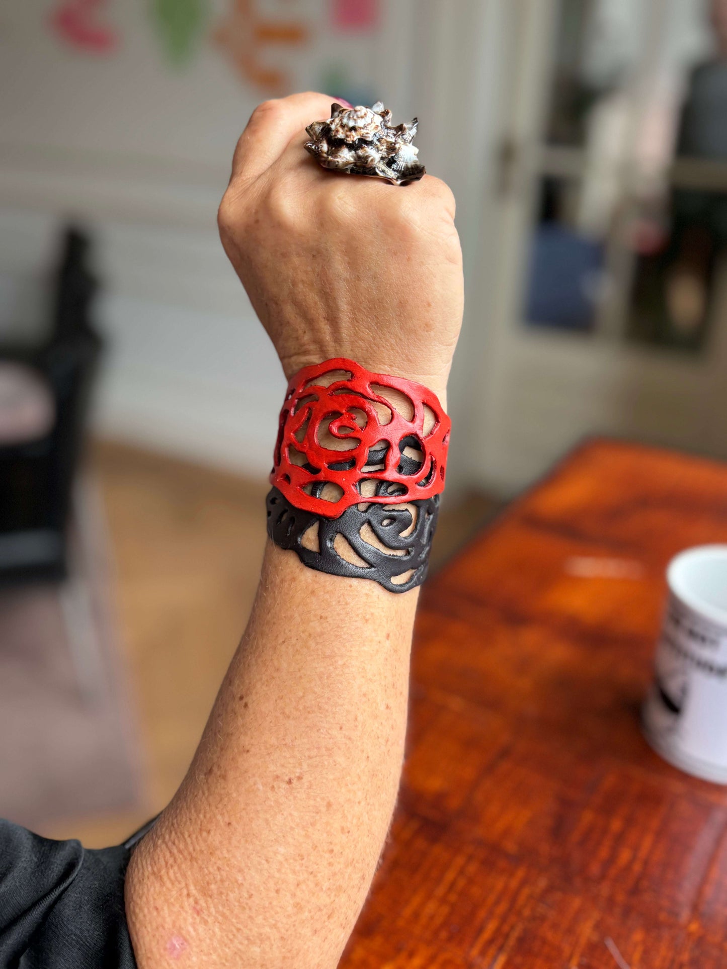 Unisex leren armband RAAK met verstelbare sluiting oranje en bruin