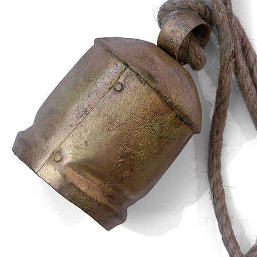Rustieke metalen bel voor rituelen en meditatie met touw