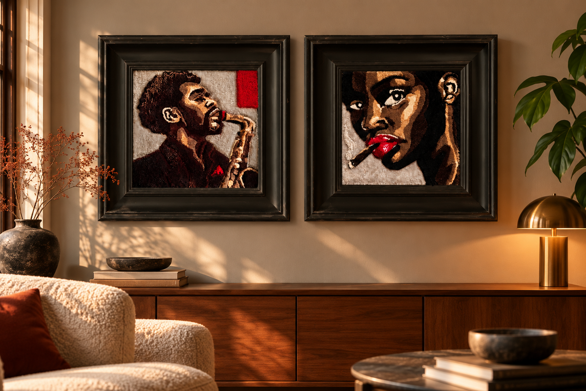SAX. & BLIK. handgetuft wandduo