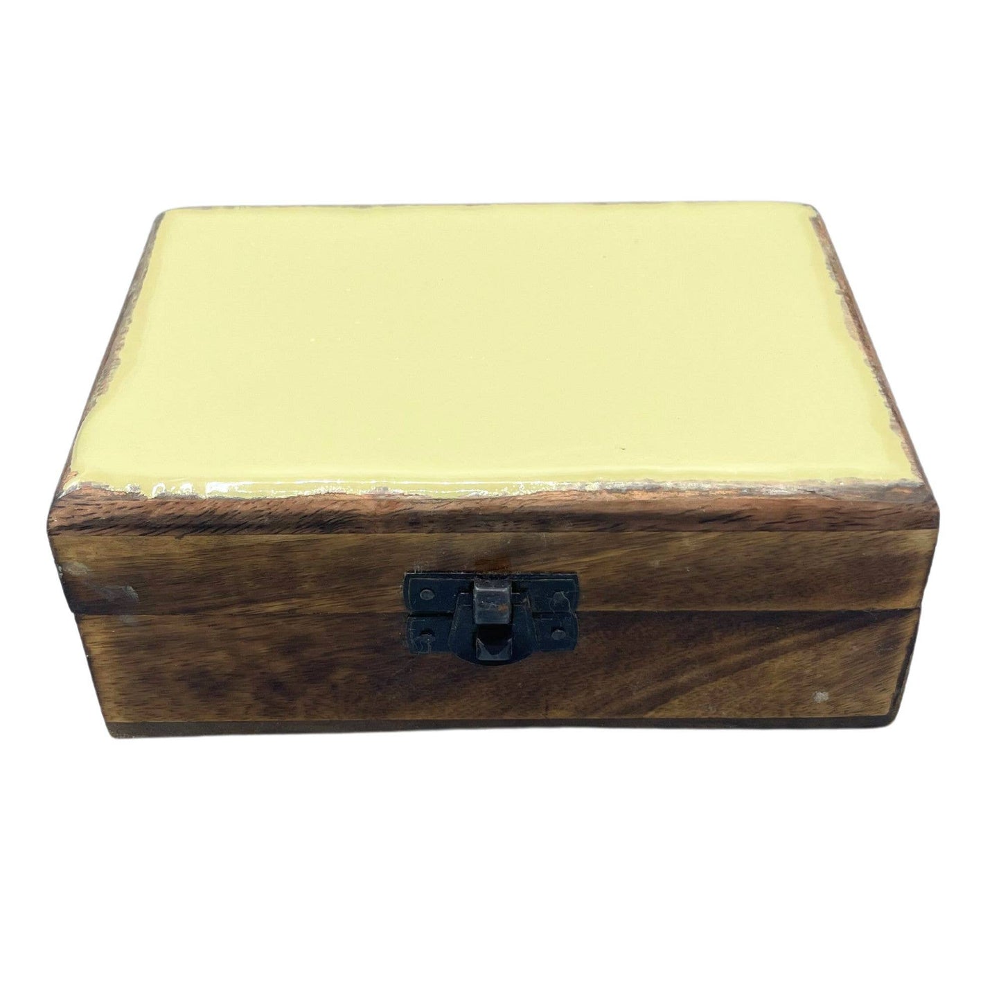 Vanille emaille houten doosje